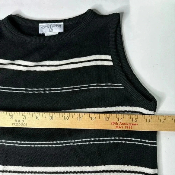 Kathy Ireland Sweater Tank Top Small Black White Sleeveless - Picture 7 of 8